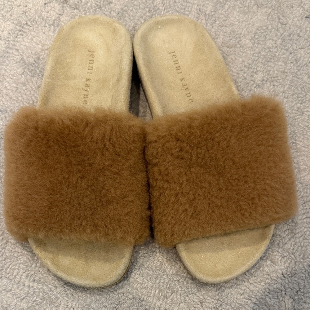Jenni Kayne Chestnut Faux Shearling Slide Slippers